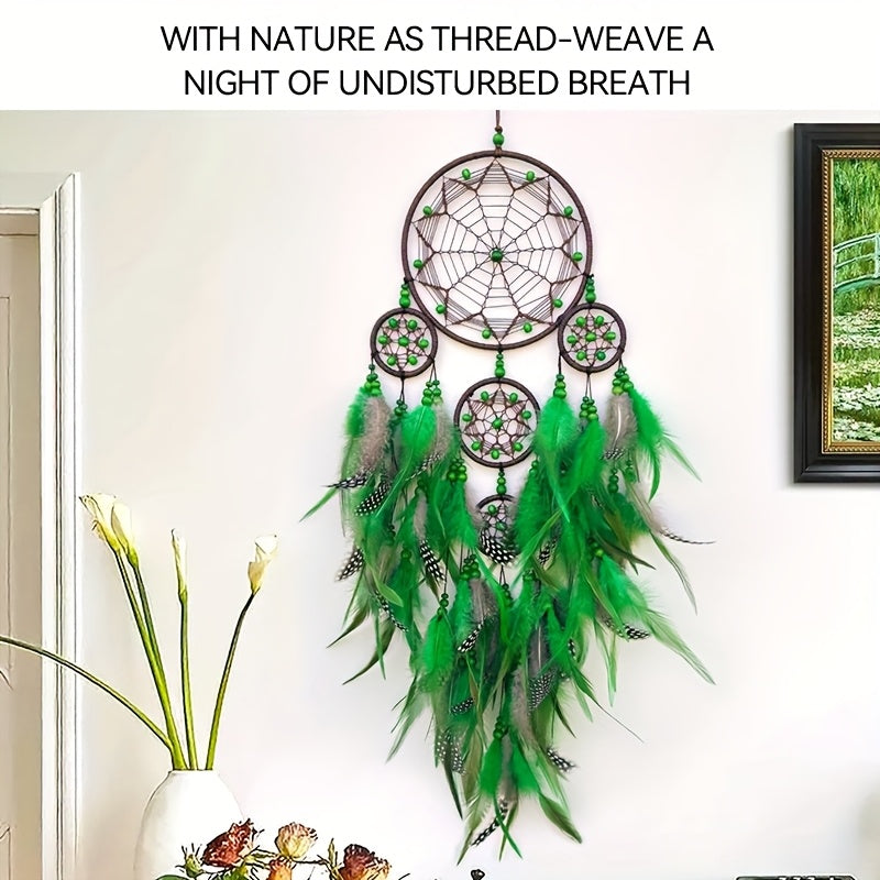 Handmade Dreamcatcher with Artificial Feathers, Guardian of Sweet Dreams, Night Companion, Bohemian Style Wall Hanging, Wind Chime Wall Decor, Essential Bedroom Decoration, Home Pendant Ornament