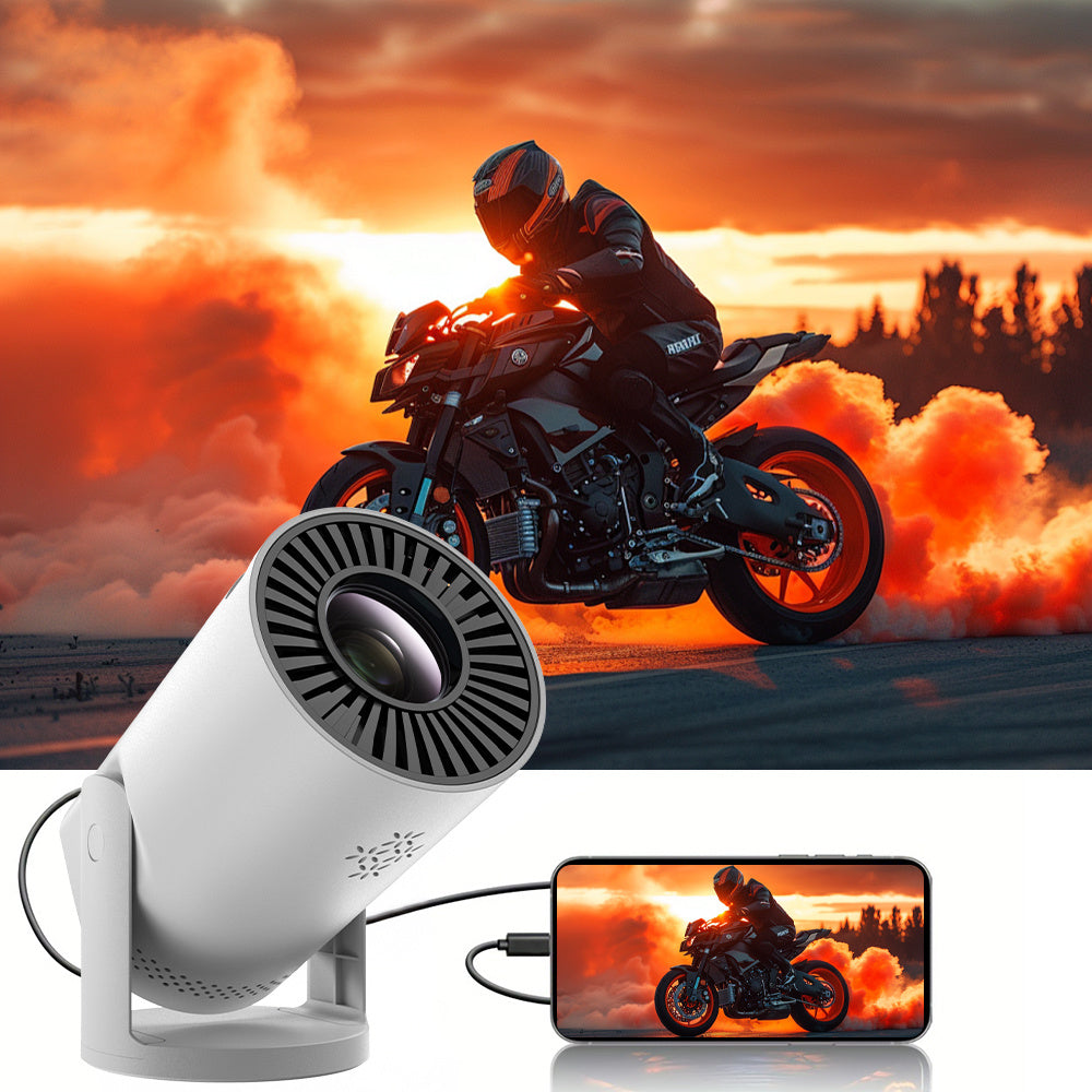 Mini Projector, Portable Projector, Native 720P, Support 1080P, 180 Degree Rotatable, Intelligent Wired Projector, Supports Android and Apple Wired Connections, Suitable for Home Theater, Office Learning, Outdoor Activities