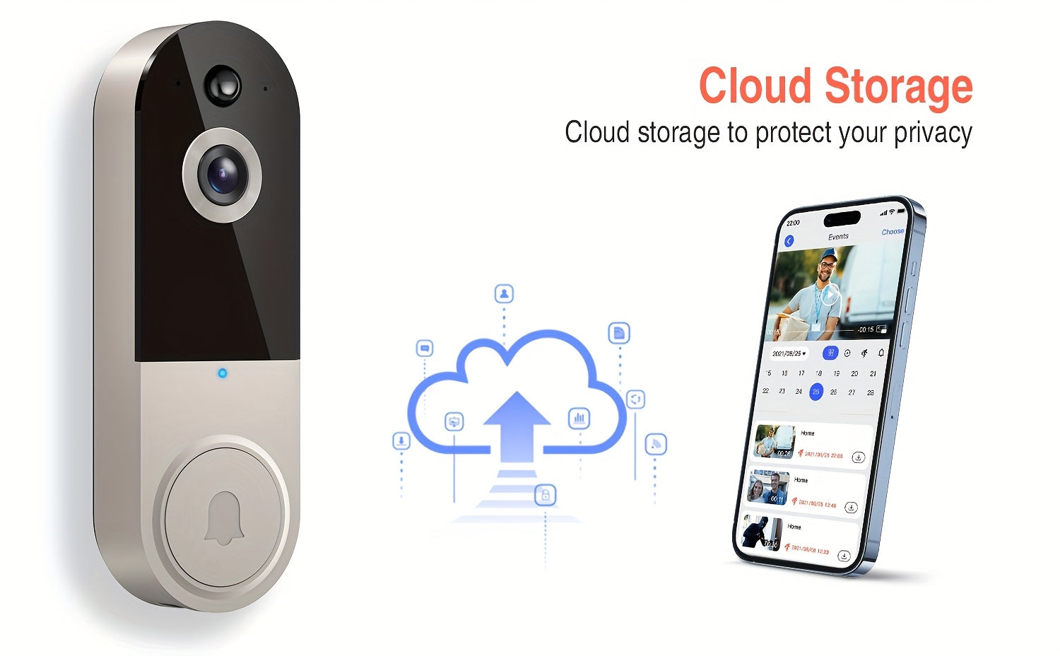 2K Wireless Video Doorbell Camera, AI Human Detection, Night Vision, Instant Alert, 2-Way Audio, 2.4G WiFi, Rechargeable Battery, Cloud Storage, Video Doorbell Camera Wireless (Without Receiver)