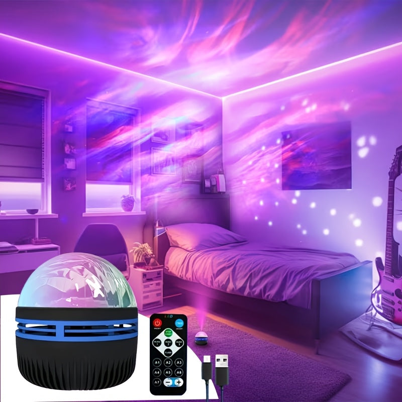 1pc Aurora Light Smart Lamp | USB-Powered LED Projector with Remote Control, Color-Changing, Ideal for Bedroom, Living Room, Office, Party Decor, Birthday, Anniversary, Holiday Gifts
