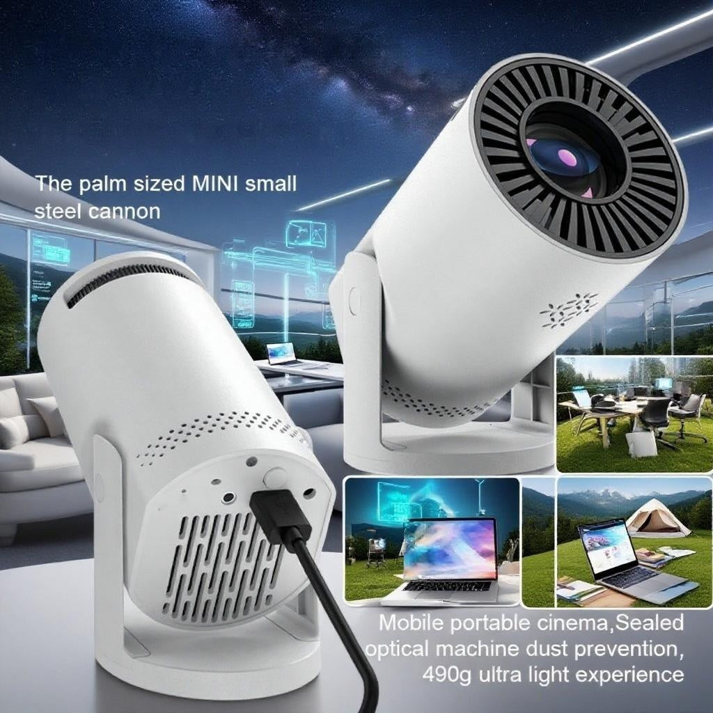 Mini Projector, Portable Projector, Native 720P, Support 1080P, 180 Degree Rotatable, Intelligent Wired Projector, Supports Android and Apple Wired Connections, Suitable for Home Theater, Office Learning, Outdoor Activities
