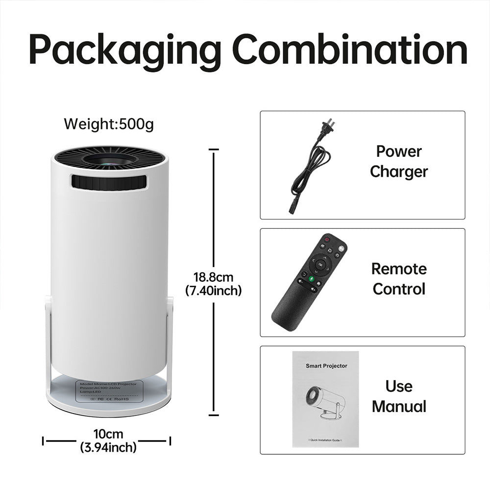 Projector Portable Mini Projector Wired Connectiom with Speakers For Phone Movies，Without Built-in App,Dual 200 ANSI Allwinner Home Cinema Outdoor Office Projetors High-definition Decoding Video, Cast High Definition Large