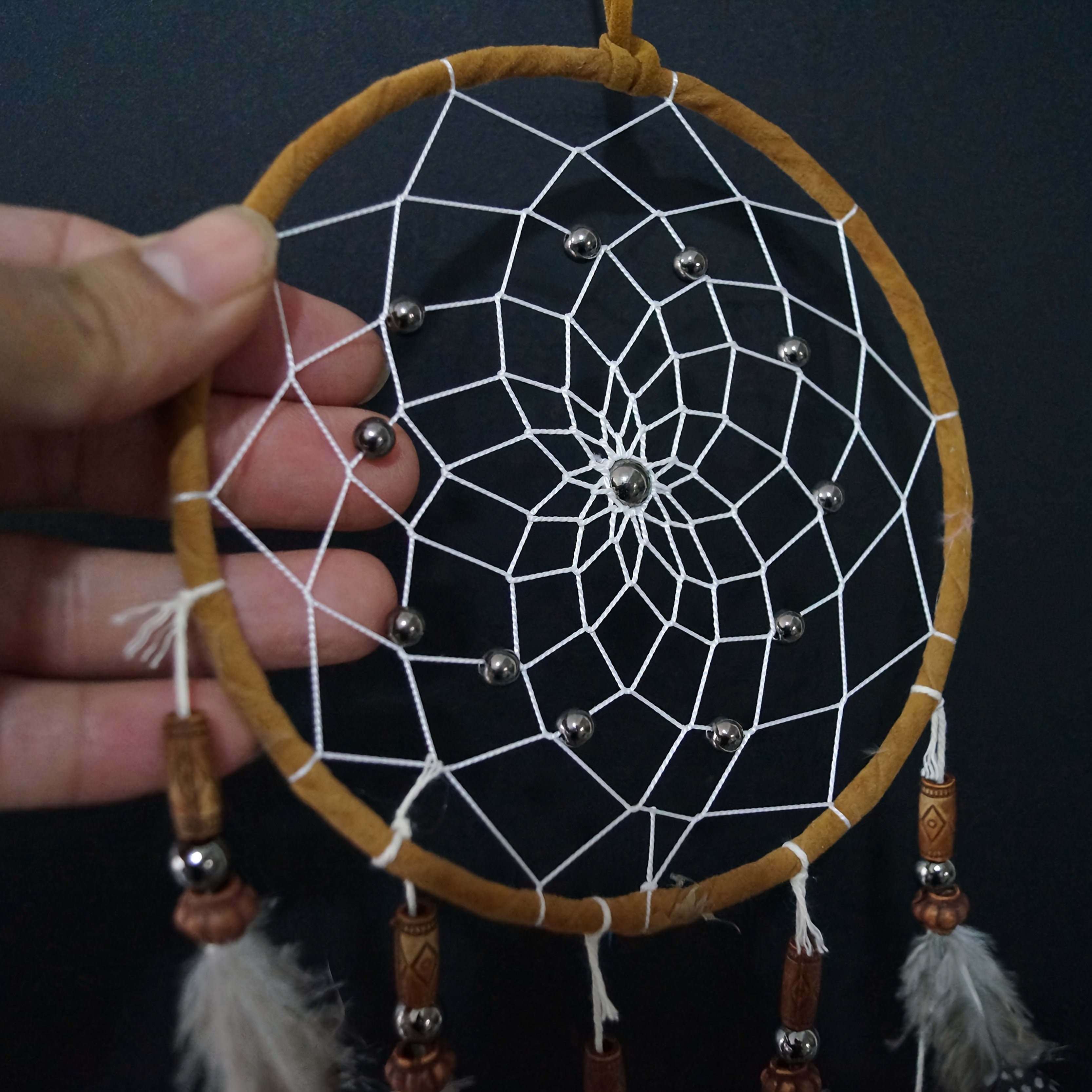 Handcrafted Dream Catcher with Feathers - Bohemian Native American Wall Decor for Home, Bedroom, or Office - Perfect for Christmas, Halloween, Easter, and More - Goose Feather Material, No Power Required, Bohemian Style, Perf