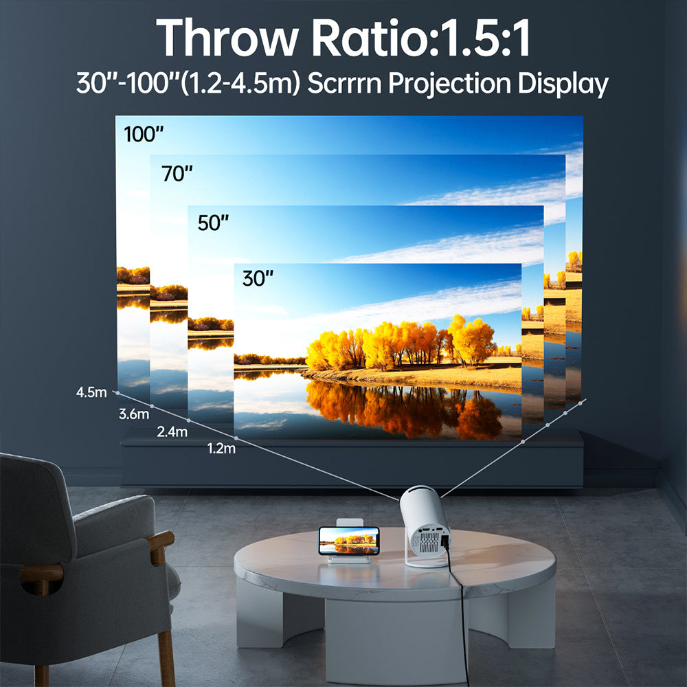 Projector Portable Mini Projector Wired Connectiom with Speakers For Phone Movies，Without Built-in App,Dual 200 ANSI Allwinner Home Cinema Outdoor Office Projetors High-definition Decoding Video, Cast High Definition Large