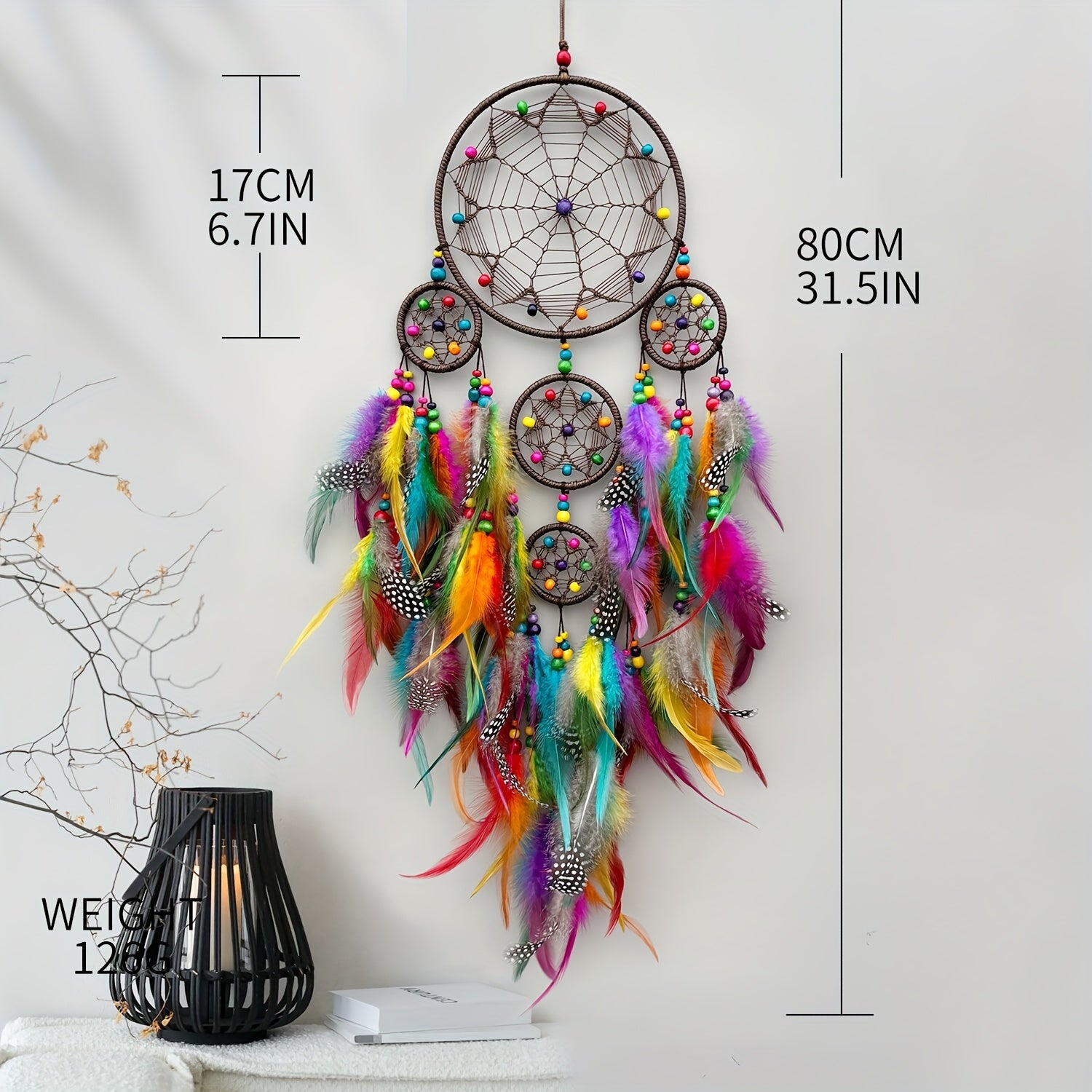 Handmade Dreamcatcher with Artificial Feathers, Guardian of Sweet Dreams, Night Companion, Bohemian Style Wall Hanging, Wind Chime Wall Decor, Essential Bedroom Decoration, Home Pendant Ornament