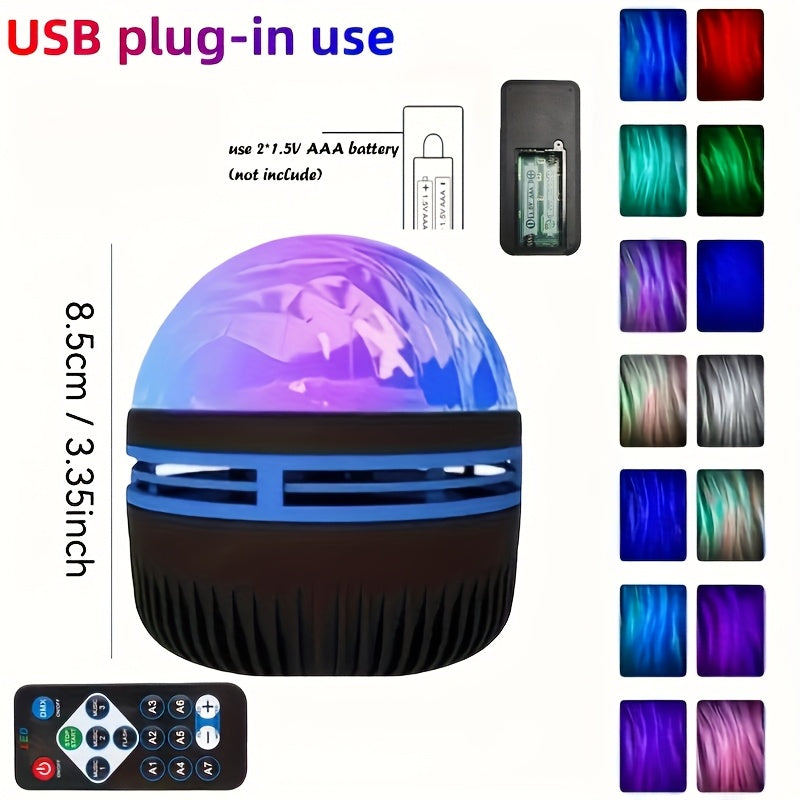 1pc Aurora Light Smart Lamp | USB-Powered LED Projector with Remote Control, Color-Changing, Ideal for Bedroom, Living Room, Office, Party Decor, Birthday, Anniversary, Holiday Gifts