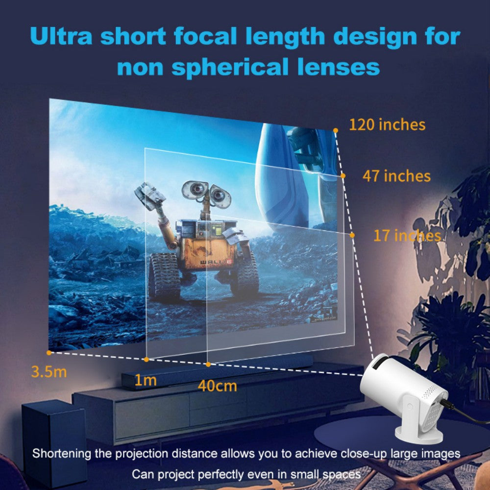 Mini Projector, Portable Projector, Native 720P, Support 1080P, 180 Degree Rotatable, Intelligent Wired Projector, Supports Android and Apple Wired Connections, Suitable for Home Theater, Office Learning, Outdoor Activities