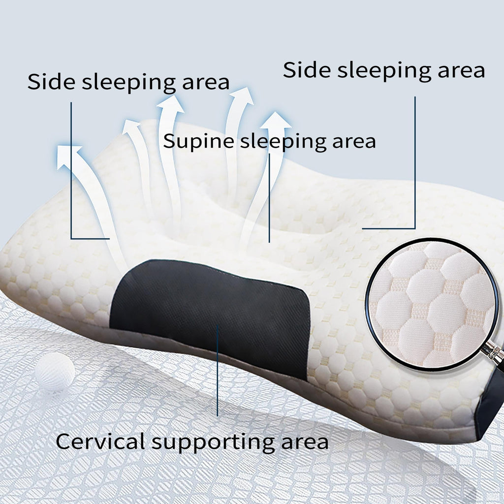 Neck Pillow, Suitable for Soft Sleep, Adjustable Ergonomic Contour Support Pillow, High-Quality Pillow Core, Detachable Pillowcase