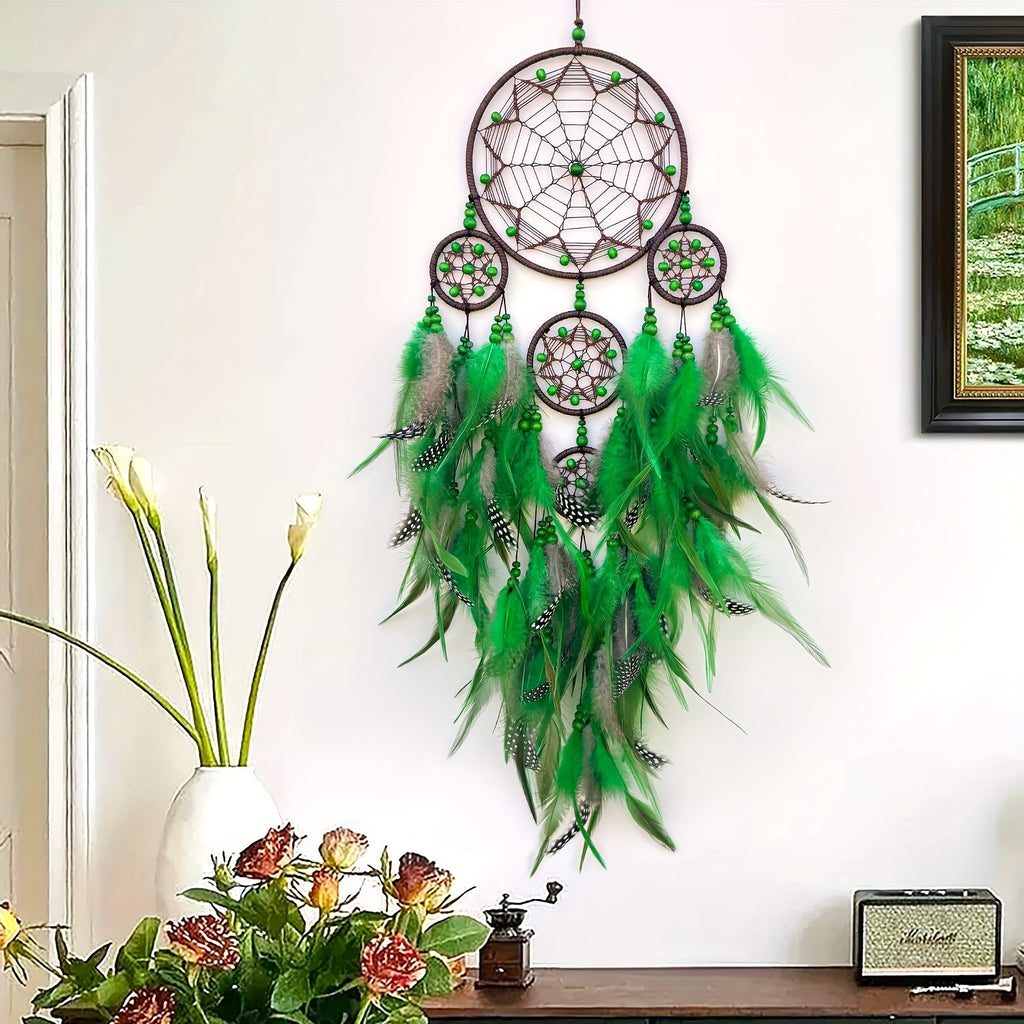 Handmade Dreamcatcher with Artificial Feathers, Guardian of Sweet Dreams, Night Companion, Bohemian Style Wall Hanging, Wind Chime Wall Decor, Essential Bedroom Decoration, Home Pendant Ornament