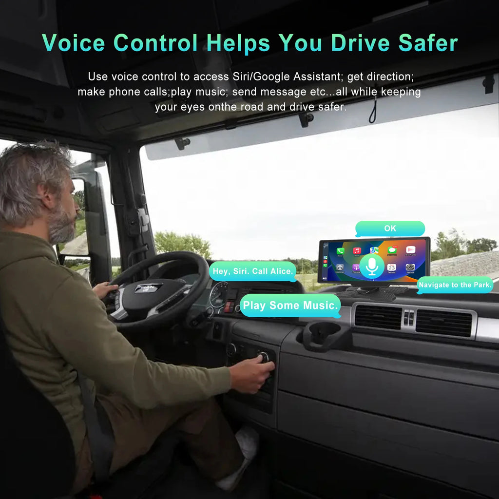 Wireless Carplay Portable Digital Dashboard Android Auto 10.26 Inch Smart Player With Voice Control 1080P BT TF