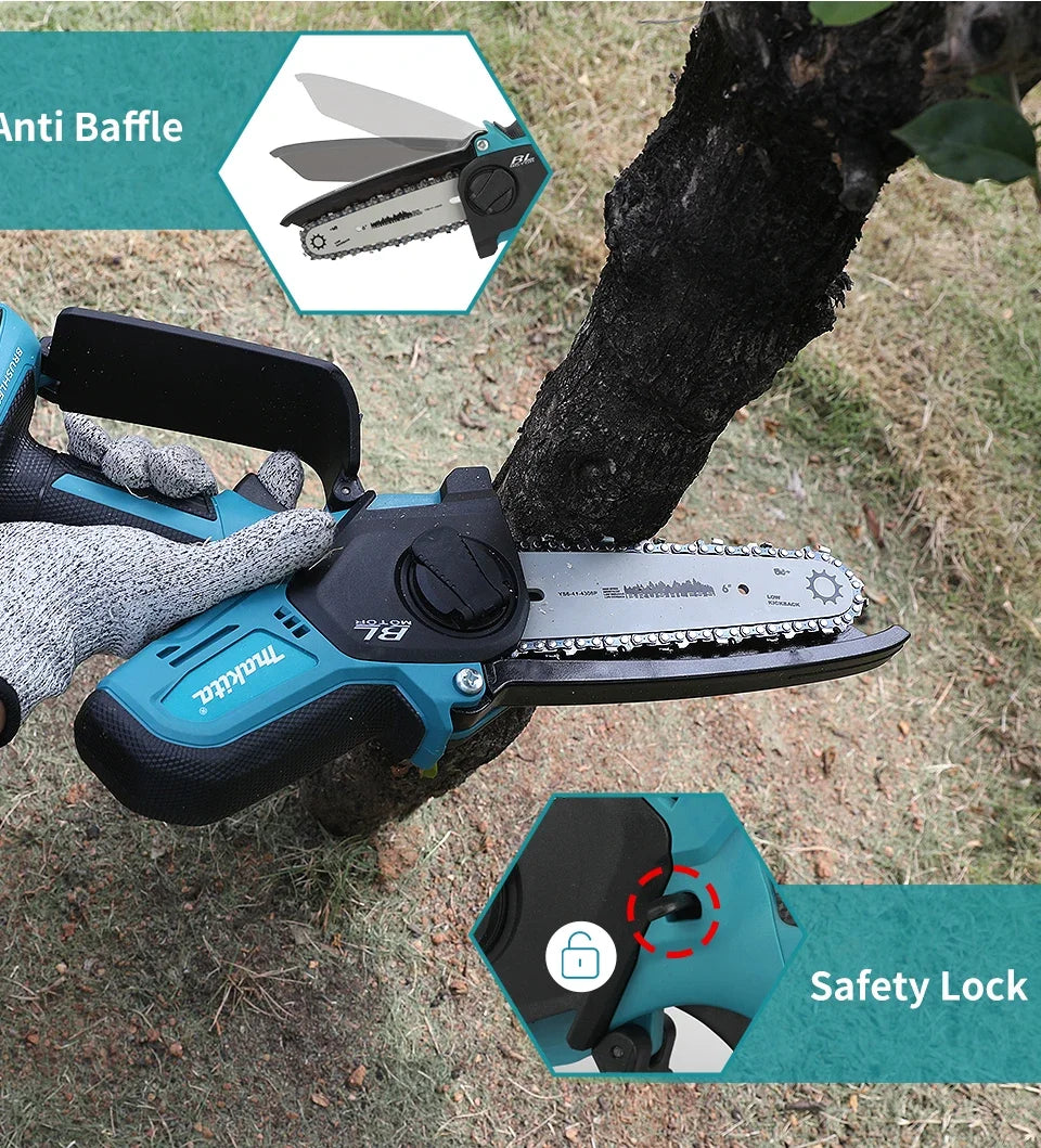 Makita 18V Cordless Chainsaw for Woodworking with Small Handheld Electric 6-inch Logging Sawzall Mini Portable Chainsaw