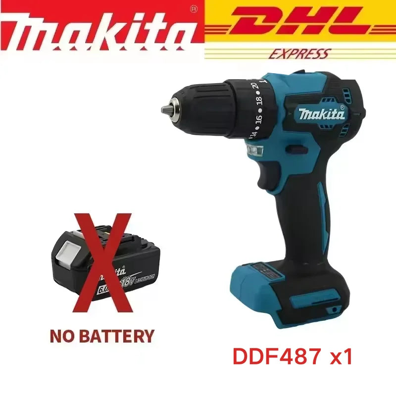 100% Makita Original DDF487 Cordless Driver Drill 18V Brushless Electric Impact Screwdriver Rechargeable Power Tool