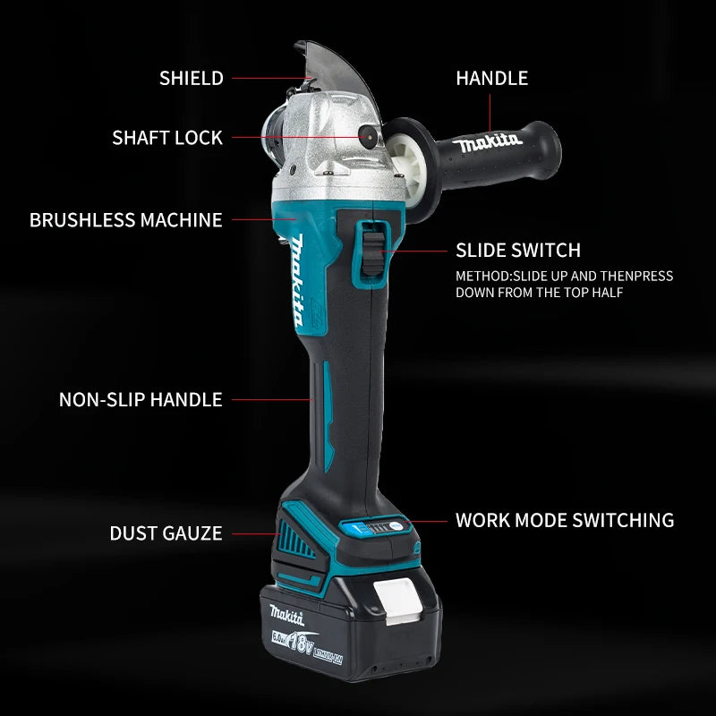 Makita 18V DGA404 Brushless Lithium Electric Angle Grinder Rechargeable Cutting Machine High Power Polishing Machine With batter