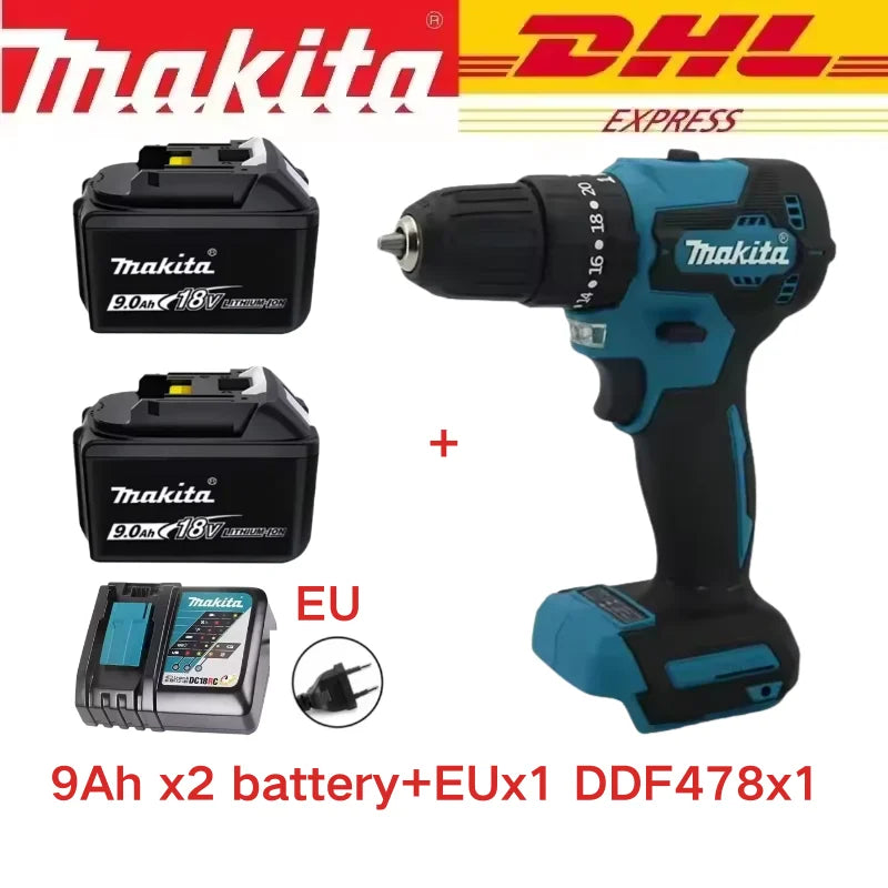 100% Makita Original DDF487 Cordless Driver Drill 18V Brushless Electric Impact Screwdriver Rechargeable Power Tool