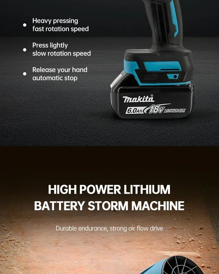 Makita 30000RPM Violent Blower Turbo Jet Fan 18V Electric Air Duster Wind Speed Turbo Rechargeable with Light Car Cleanin Tool
