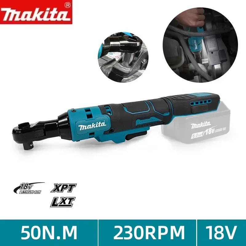 Makita 18V Brushless Ratchet Right Angle Wrench Cordless Driver Multifunction Variable Speed Power Wrench LED Power Tools
