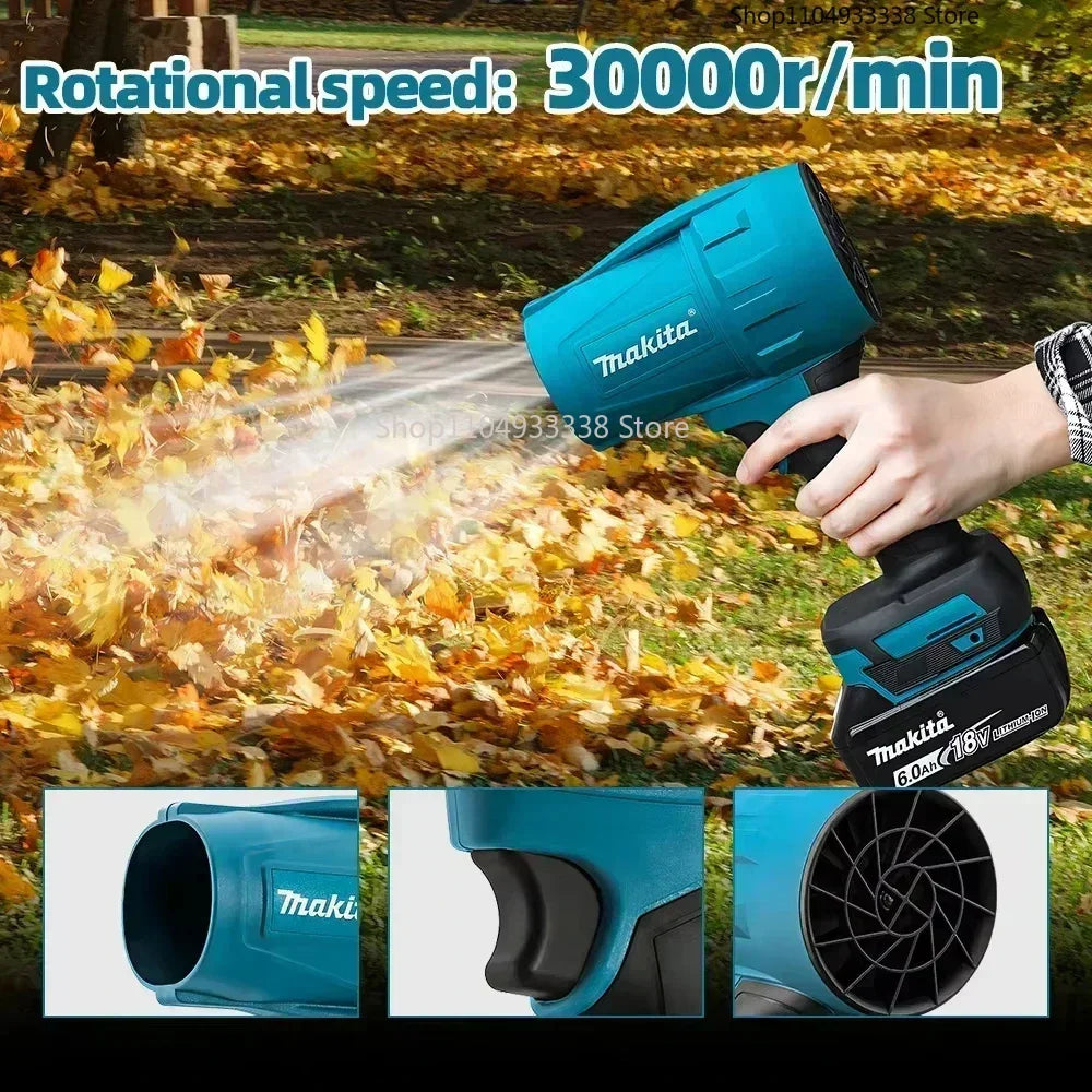 Makita 30000RPM Violent Blower Turbo Jet Fan 18V Electric Air Duster Wind Speed Turbo Rechargeable with Light Car Cleanin Tool