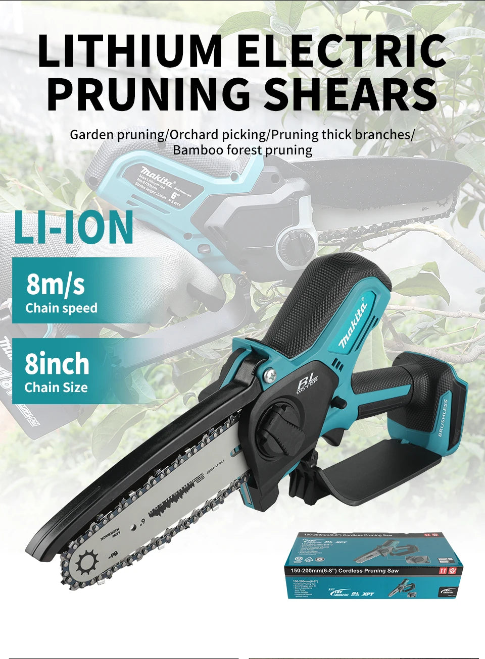 Makita 18V Cordless Chainsaw for Woodworking with Small Handheld Electric 6-inch Logging Sawzall Mini Portable Chainsaw