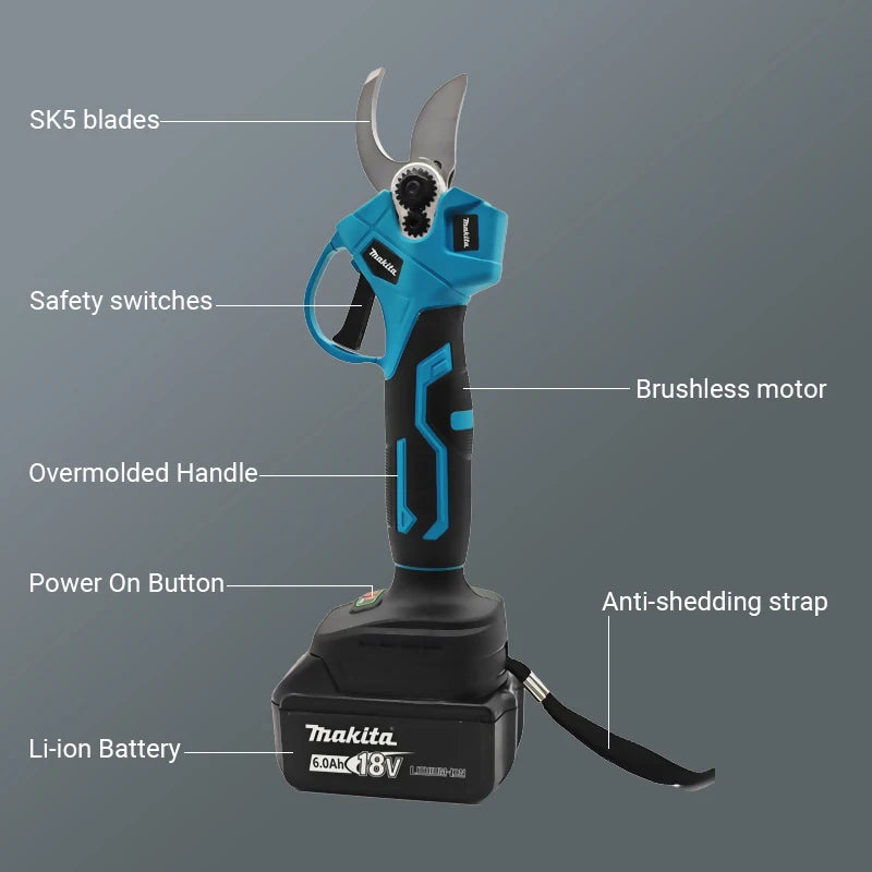 Makita 40mm Brushless Electric Pruning Shears 2 Gears Cordless Rechargeable Fruit Tree Bonsai Pruning For Makita 18V Battery