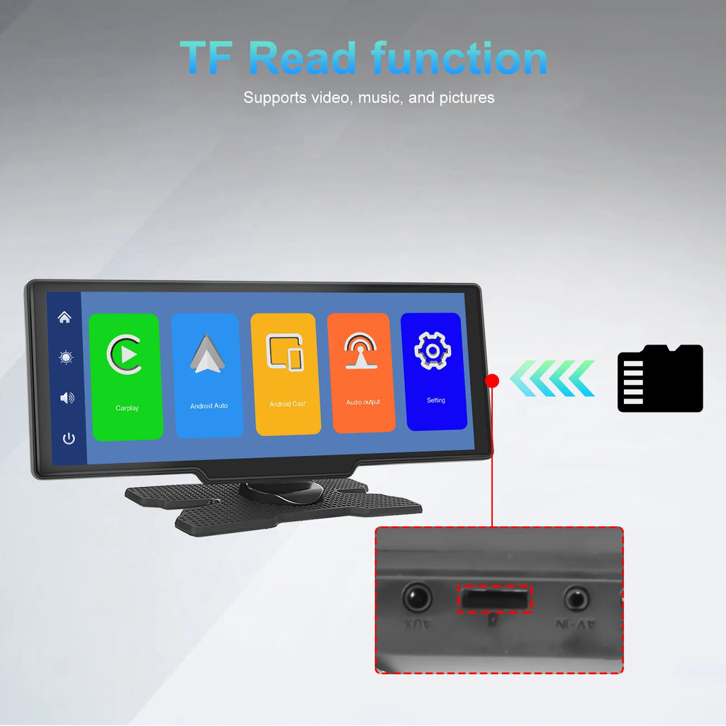 Wireless Carplay Portable Digital Dashboard Android Auto 10.26 Inch Smart Player With Voice Control 1080P BT TF