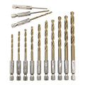 13pc Hex Handle Titanium Coated Drill Bit Set 1.5-6.5mm for Electric Pneumatic Screwdriver Drilling Tools