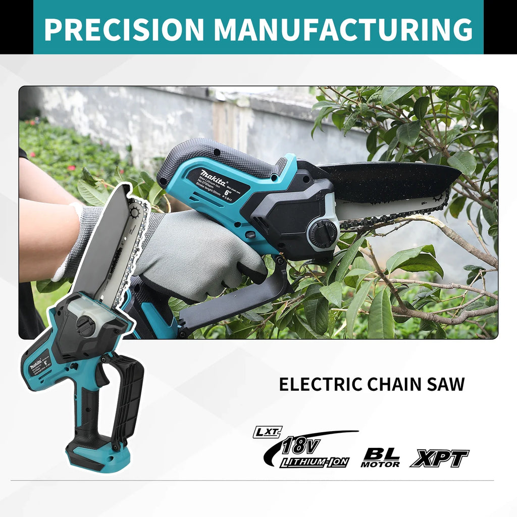 Makita 18V Cordless Chainsaw for Woodworking with Small Handheld Electric 6-inch Logging Sawzall Mini Portable Chainsaw