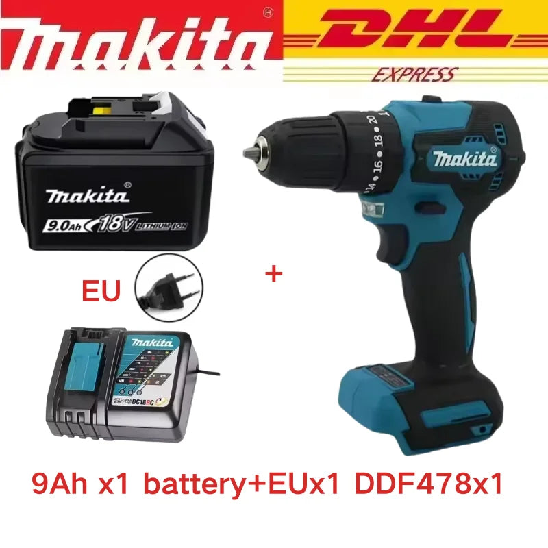 100% Makita Original DDF487 Cordless Driver Drill 18V Brushless Electric Impact Screwdriver Rechargeable Power Tool