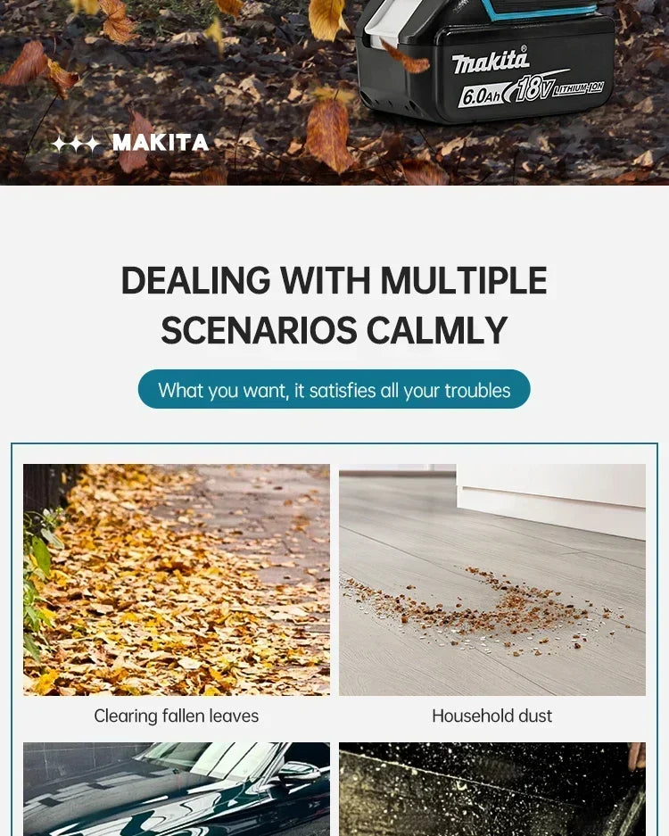 Makita 30000RPM Violent Blower Turbo Jet Fan 18V Electric Air Duster Wind Speed Turbo Rechargeable with Light Car Cleanin Tool