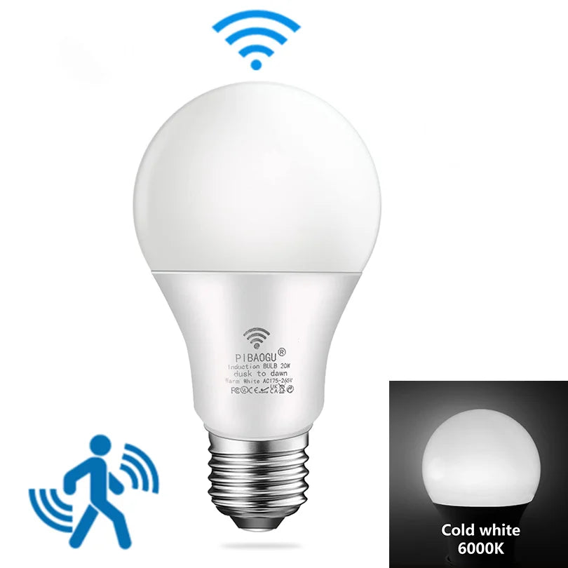 6PCS 220V PIR Motion Sensor Lamp 9W 12W 15W 18W LED Bulb with Motion Sensor Infrared Radiation Motion Detector Security Light