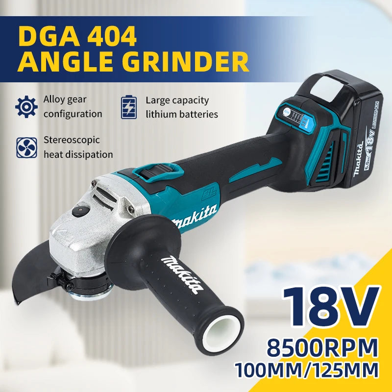 Makita 18V DGA404 Brushless Lithium Electric Angle Grinder Rechargeable Cutting Machine High Power Polishing Machine With batter
