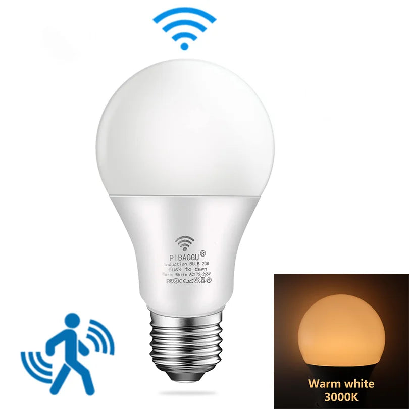 6PCS 220V PIR Motion Sensor Lamp 9W 12W 15W 18W LED Bulb with Motion Sensor Infrared Radiation Motion Detector Security Light