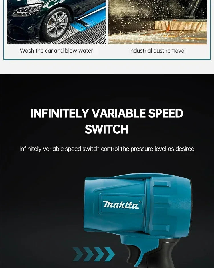 Makita 30000RPM Violent Blower Turbo Jet Fan 18V Electric Air Duster Wind Speed Turbo Rechargeable with Light Car Cleanin Tool