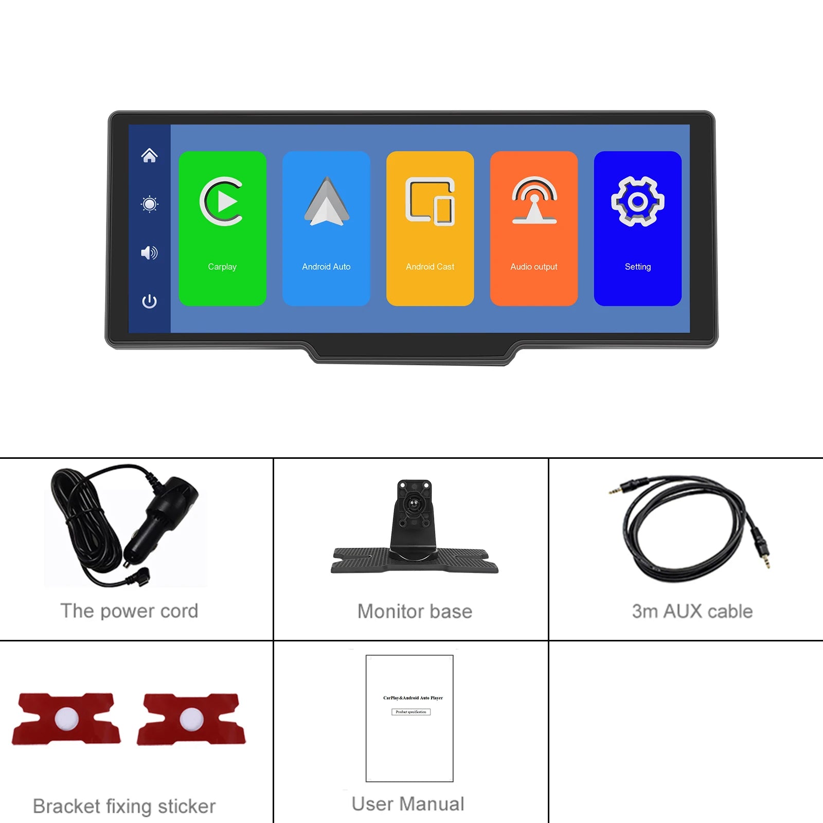 Wireless Carplay Portable Digital Dashboard Android Auto 10.26 Inch Smart Player With Voice Control 1080P BT TF
