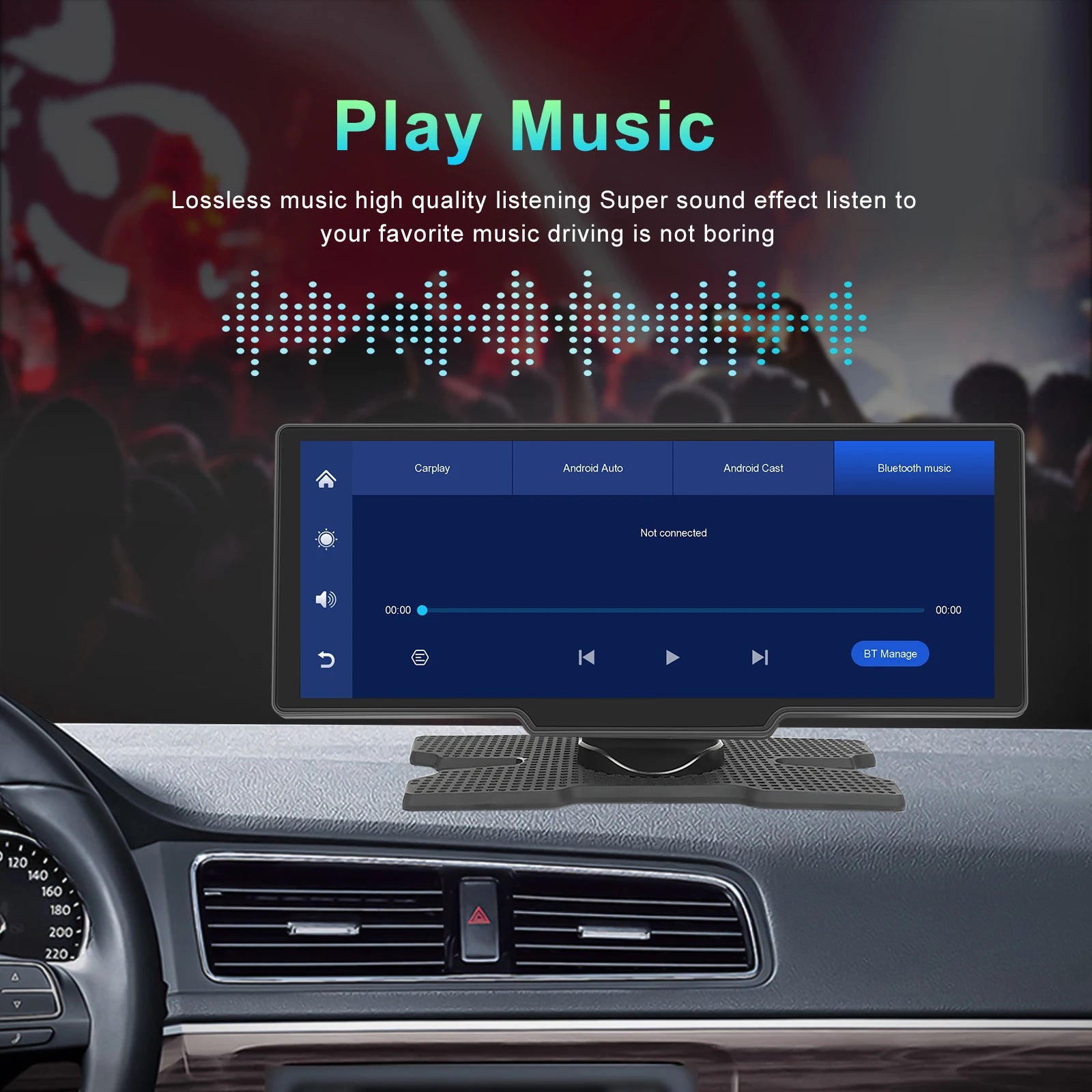 Wireless Carplay Portable Digital Dashboard Android Auto 10.26 Inch Smart Player With Voice Control 1080P BT TF