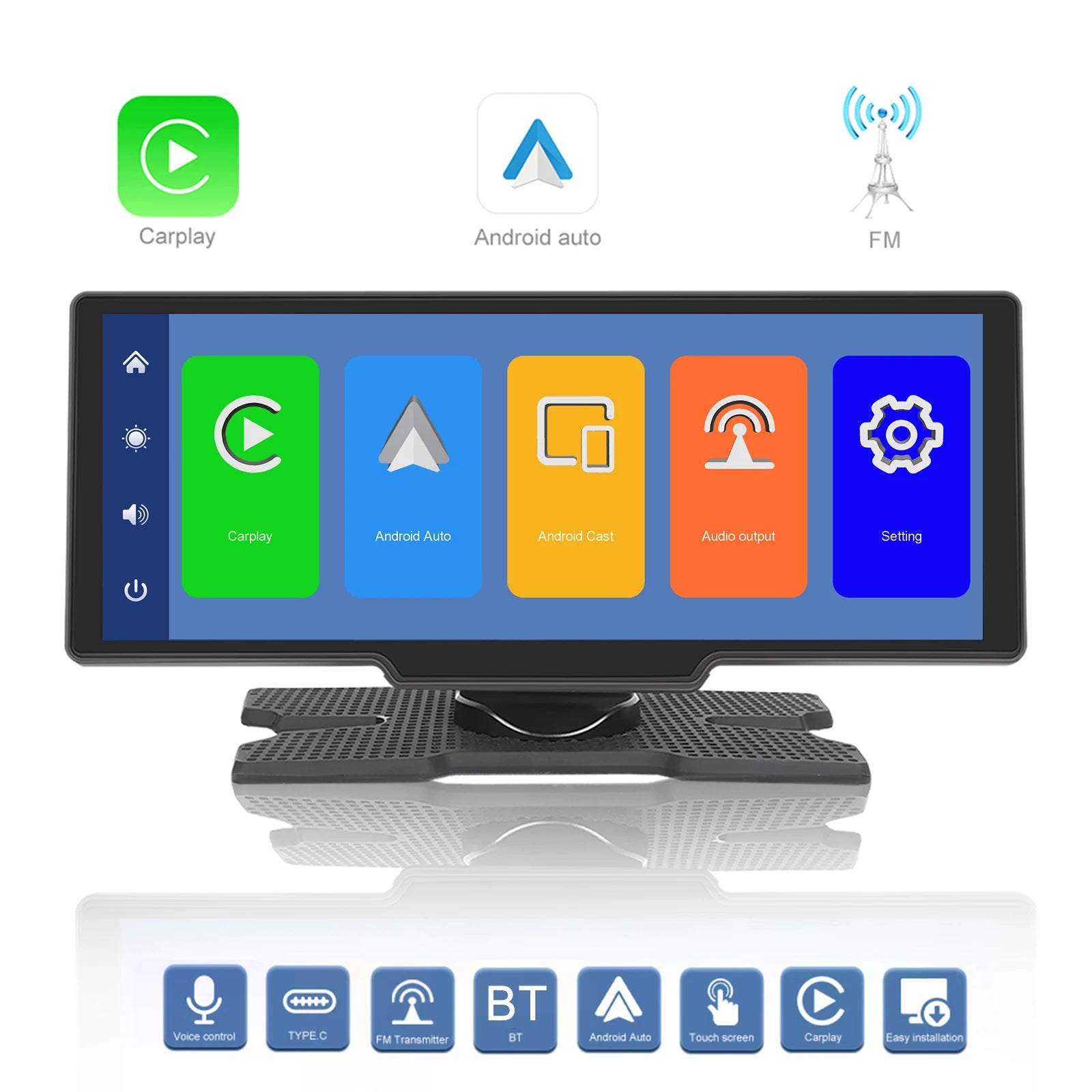 Wireless Carplay Portable Digital Dashboard Android Auto 10.26 Inch Smart Player With Voice Control 1080P BT TF