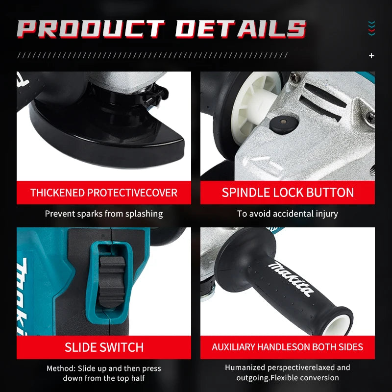 Makita 18V DGA404 Brushless Lithium Electric Angle Grinder Rechargeable Cutting Machine High Power Polishing Machine With batter