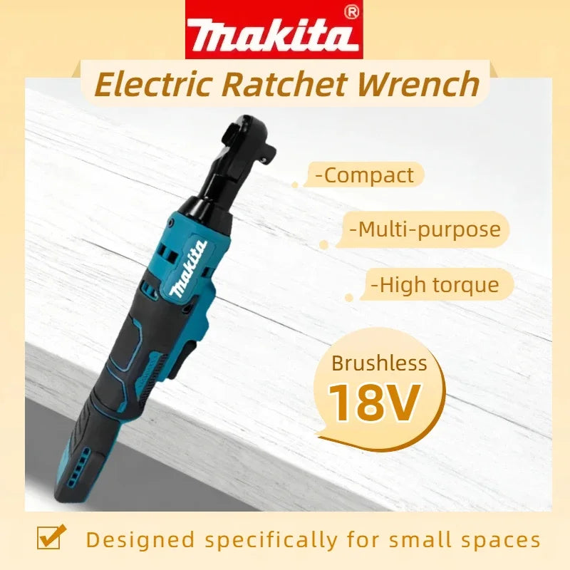 Makita 18V Brushless Ratchet Right Angle Wrench Cordless Driver Multifunction Variable Speed Power Wrench LED Power Tools