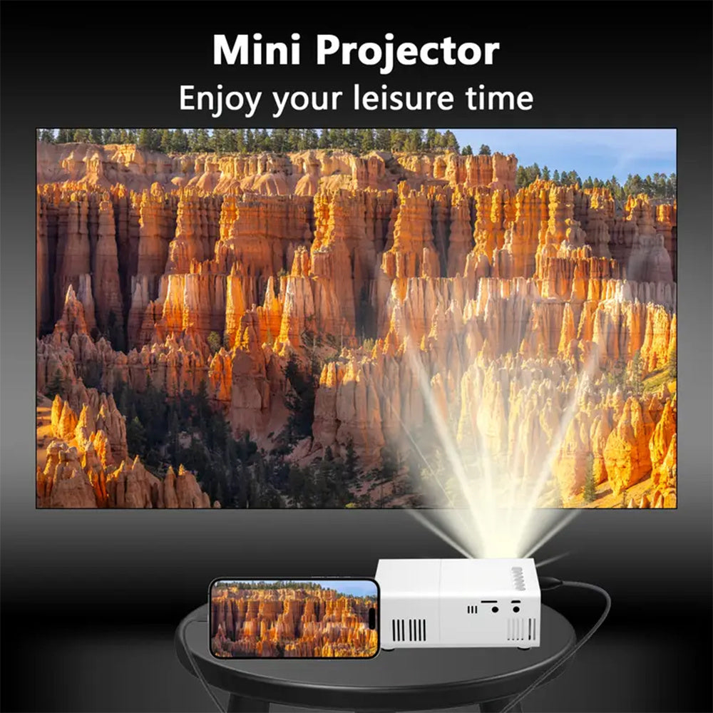 Mini LED Projector 1080P Full HD - Portable Home Cinema with Smartphone & Device Compatibility - Works with iOS, Android, Laptop, PS4, TV & USB Devices