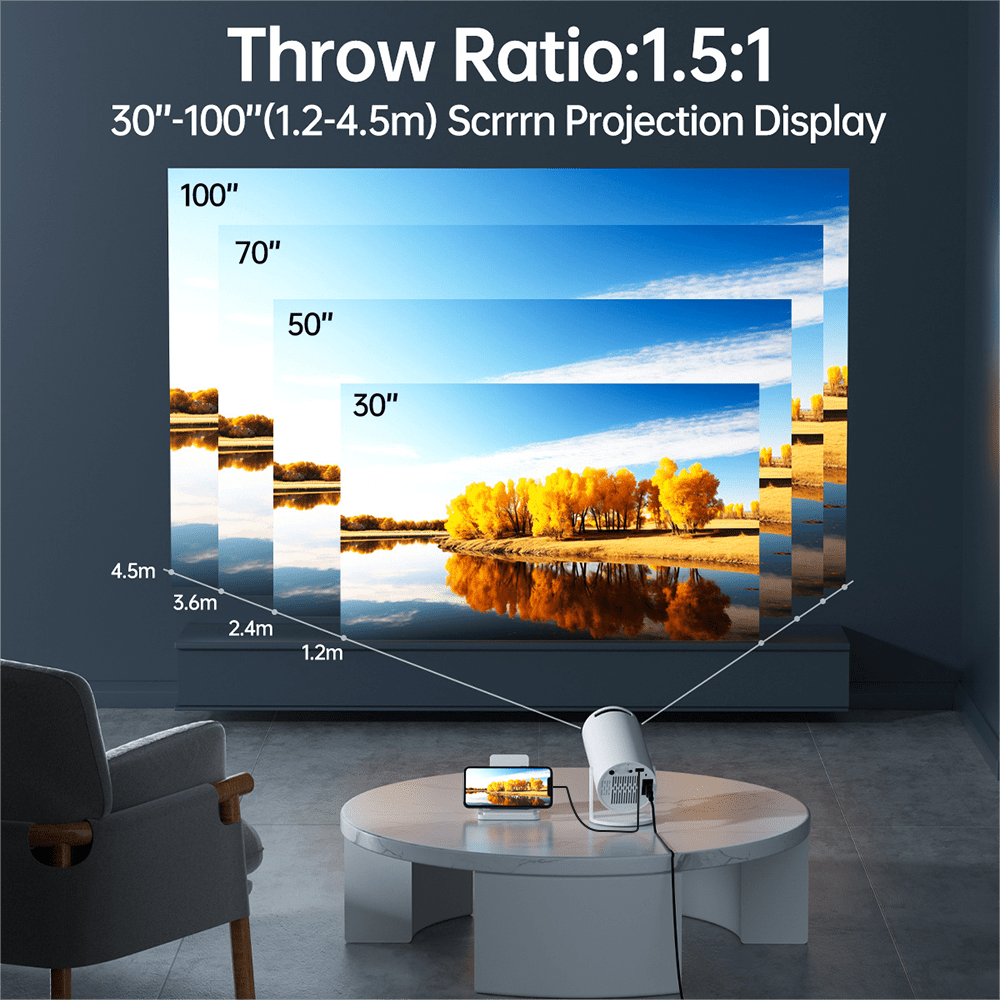 Projector Portable Mini Projector Wired Connectiom with Speakers For Phone Movies，Without Built-in App,Dual 200 ANSI Allwinner Home Cinema Outdoor Office Projetors High-definition Decoding Video, Cast High Definition Large