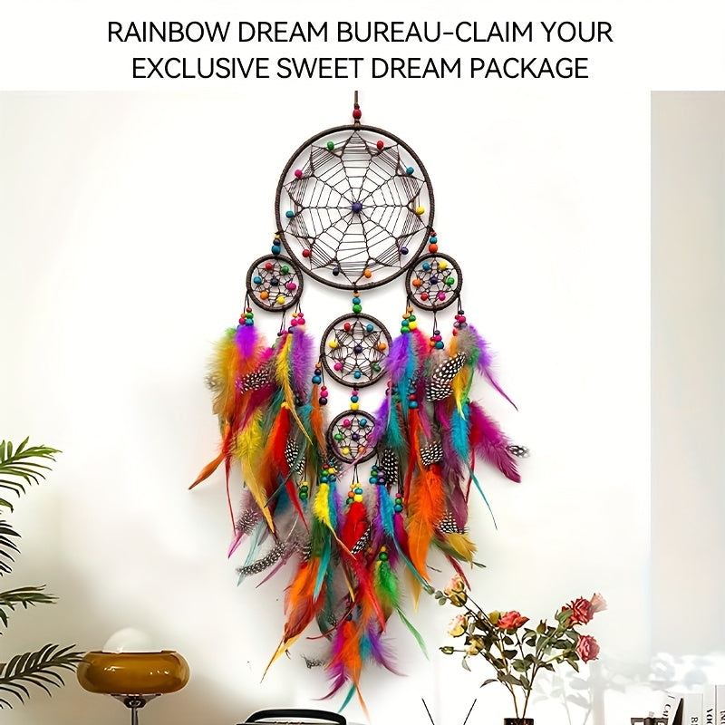 Handmade Dreamcatcher with Artificial Feathers, Guardian of Sweet Dreams, Night Companion, Bohemian Style Wall Hanging, Wind Chime Wall Decor, Essential Bedroom Decoration, Home Pendant Ornament