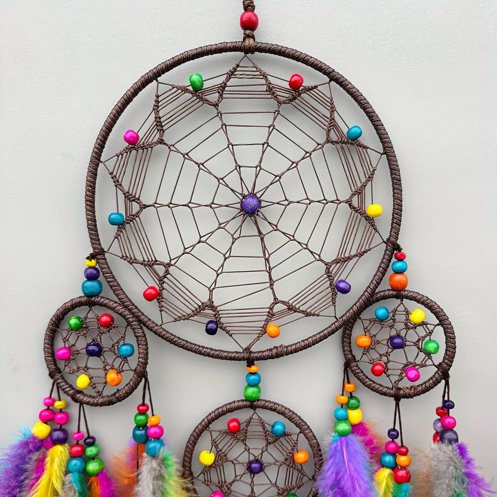 Handmade Dreamcatcher with Artificial Feathers, Guardian of Sweet Dreams, Night Companion, Bohemian Style Wall Hanging, Wind Chime Wall Decor, Essential Bedroom Decoration, Home Pendant Ornament