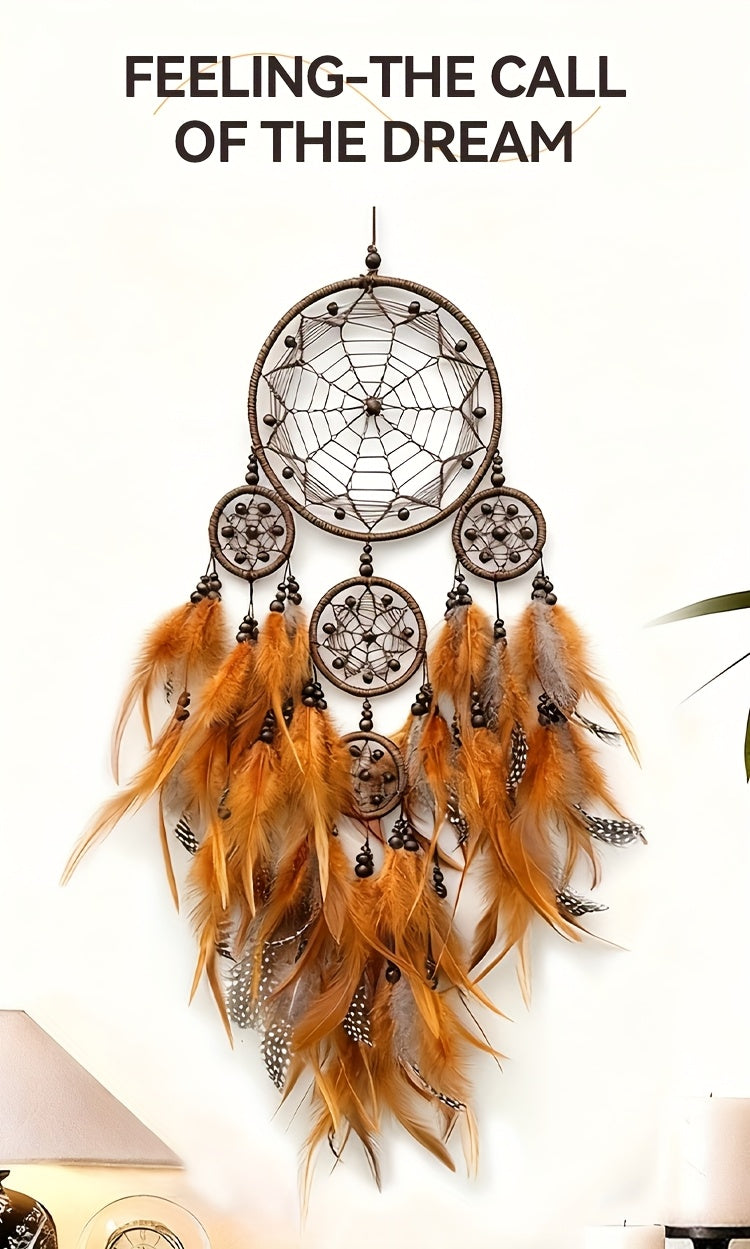 Handmade Dreamcatcher with Artificial Feathers, Guardian of Sweet Dreams, Night Companion, Bohemian Style Wall Hanging, Wind Chime Wall Decor, Essential Bedroom Decoration, Home Pendant Ornament