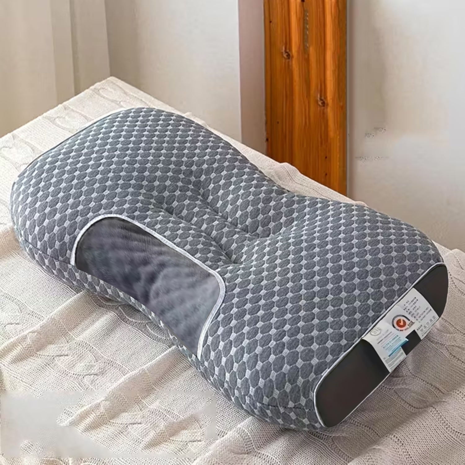 Neck Pillow, Suitable for Soft Sleep, Adjustable Ergonomic Contour Support Pillow, High-Quality Pillow Core, Detachable Pillowcase