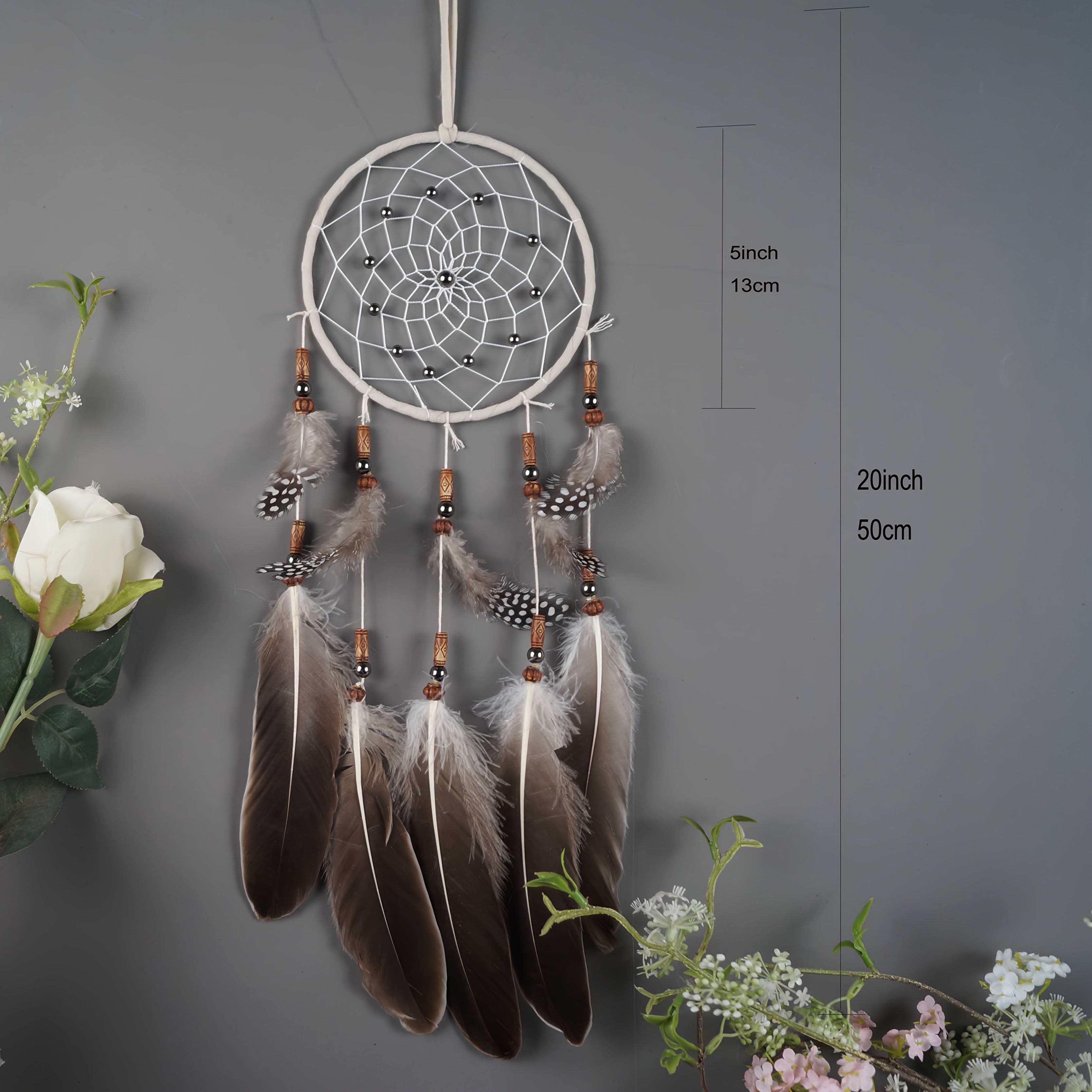 Handcrafted Dream Catcher with Feathers - Bohemian Native American Wall Decor for Home, Bedroom, or Office - Perfect for Christmas, Halloween, Easter, and More - Goose Feather Material, No Power Required, Bohemian Style, Perf